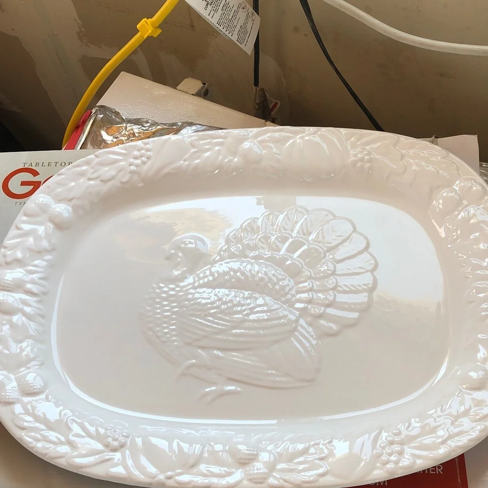 Gallery 21” White Oversized Thanksgiving Turkey Serving Platter